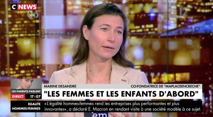 Marine Desandre le 8 mars 2018, sur CNEWS, pour le lancement de notre campagne Les femmes et les enfants d'abord.